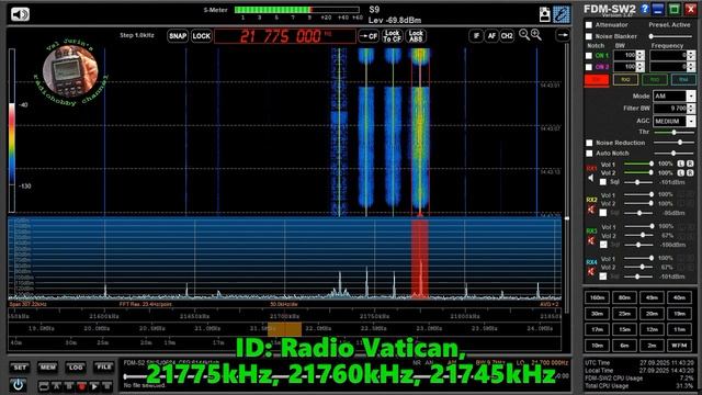 27.09.2025 11:41UTC, [13m], Радио Ватикан на трёх параллельных частотах