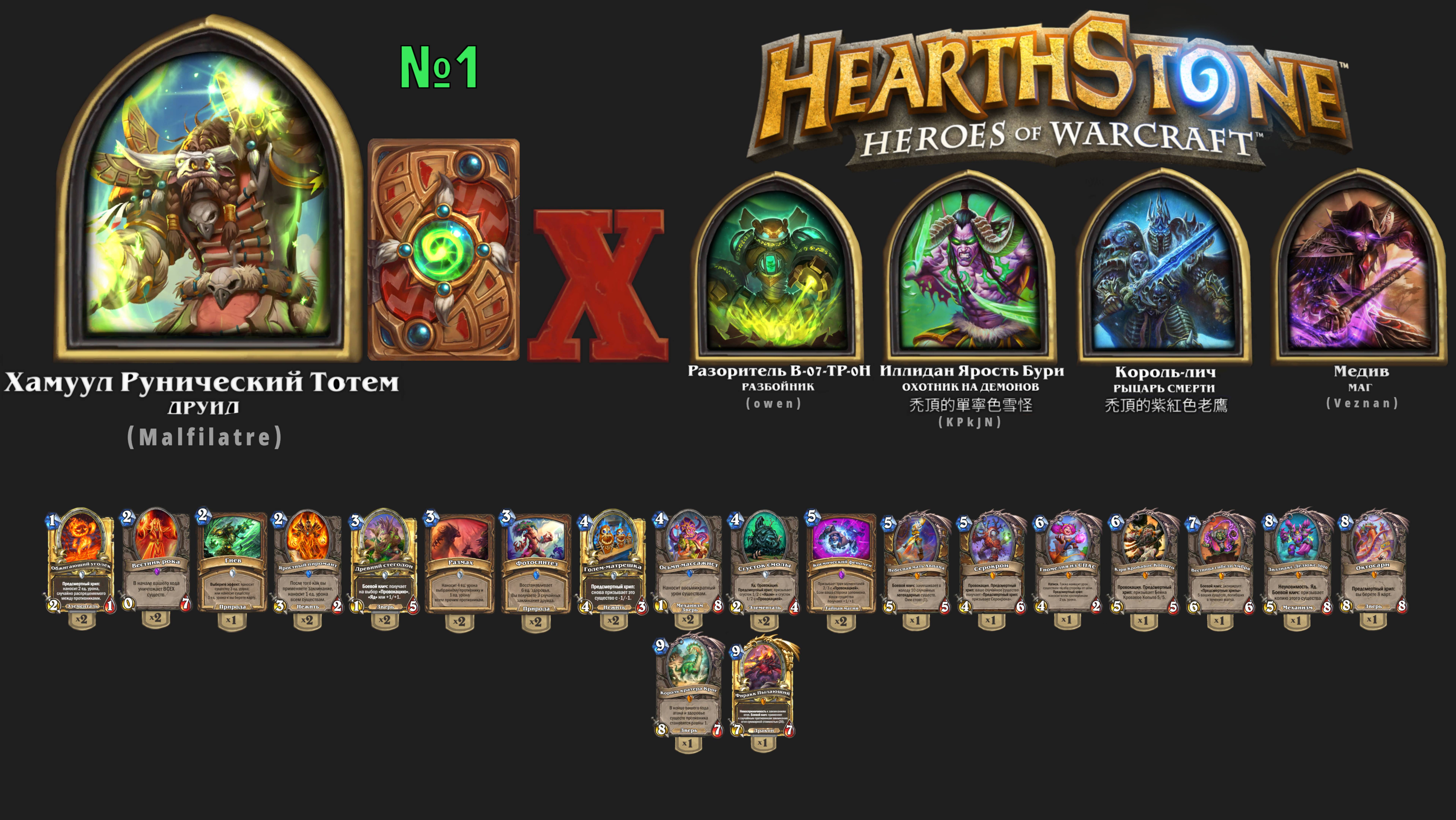 Hearthstone - GamePlay (4k 60fps) - Стандартный - (Друид) - Хамуул Рунический Тотем - №1