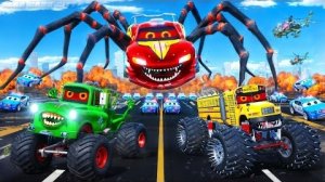 Автомобили-монстры разрушают город! Героические автомобильные команды сражаются в эпической спасател