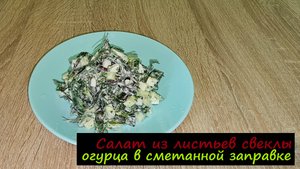 Салат из листьев свеклы, огурца в сметанной заправке/Салаты/Рецепт № 244