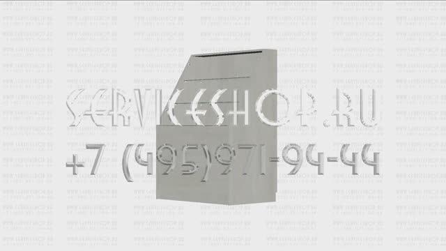 Стеклянный высокий прилавок с высокими дверцами