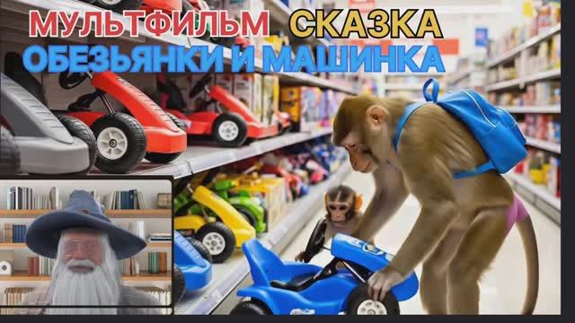 Жив Мультфильм Сказка для детей Обезьянки и машинка Развивающая познавательная для малышей