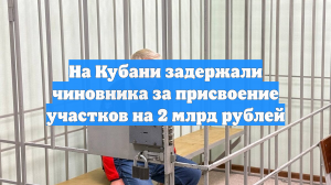На Кубани задержали чиновника за присвоение участков на 2 млрд рублей