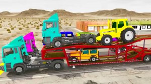 Грузовик с платформой Mcqueen _ Транспортировка на грузовике - Выбоина против машины - BeamNG.Drive