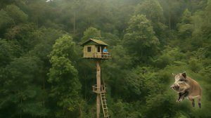 Строю убежище высоко на дереве, что бы защитится от хищников в джунглях. Бушкрафт