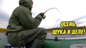 Осенняя рыбалка на щуку со спиннингом . Ловля с лодки на малой реке