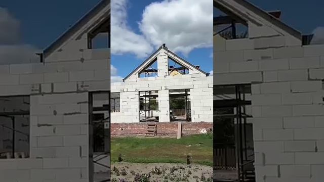 Как сделать фронтон из газоблока с армопоясом_ Gable From Aerated Concrete With Reinforced Belt