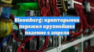 Bloomberg: крипторынок пережил крупнейшее падение с апреля