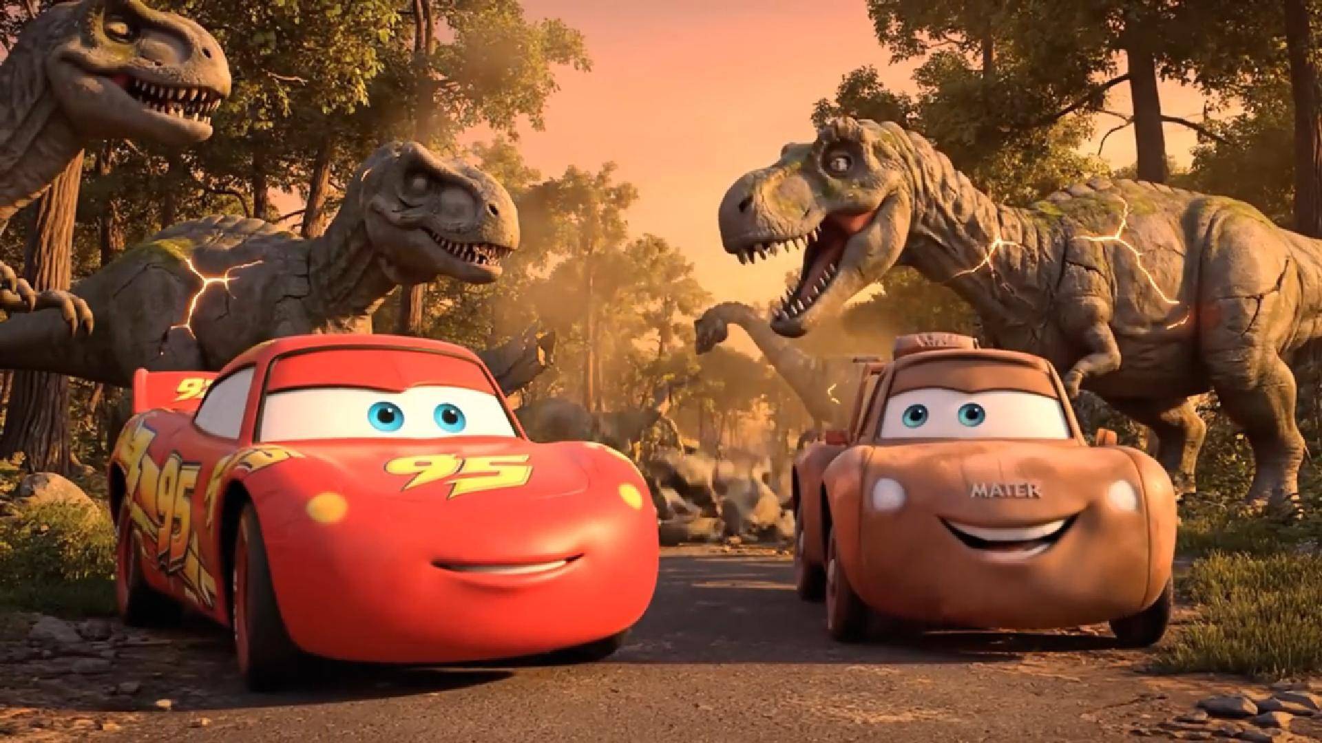 ⚡ Молния Маккуин и Мэтр 🚗 Спасайтесь от Ти-Рекса 🦖 в приключенческой игре «Тачки» 🌴”