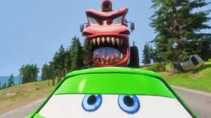 Гигантская пожарная машина Маккуин Пожиратель против Молния Маккуин Побег из Monster Beamng Drive