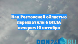 Над Ростовской областью перехватили 6 БПЛА вечером 10 октября