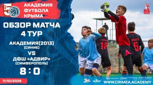 Обзор матча | АФК (2013)-синие - ДФШ "Адвир" (Симферополь) | ДЮФЛК (2013) 25/26 | Группа "Б" |4 тур
