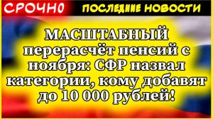 МАСШТАБНЫЙ перерасчёт пенсий с ноября: СФР назвал категории, кому добавят до 10 000 рублей!