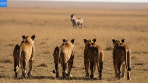 Зебра рискнула прогуляться слишком близко к прайду львов