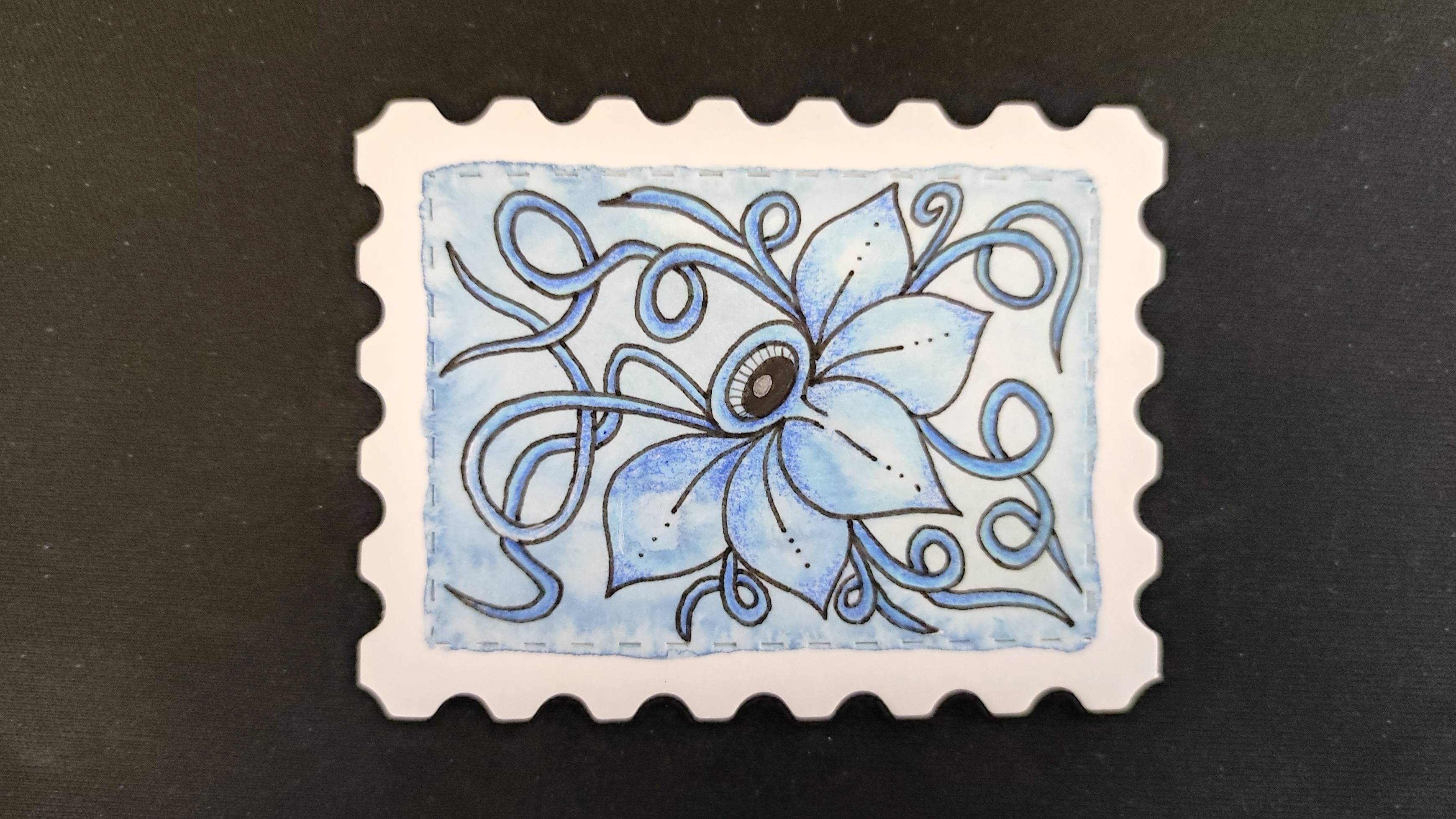 АКВАРЕЛЬНАЯ ОТКРЫТКА Голубой цветок смотреть онлайн