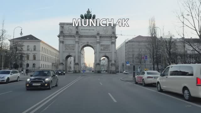 Поездка по Мюнхену в формате 4K - Поездка на закате солнца - Германия