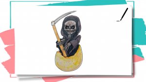 Рисунок на Хеллоуин / Рисуем смерть в яйце