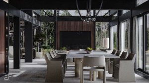 Минимализм со вторым светом, панорамными окнами и обилием черного цвета в интерьере