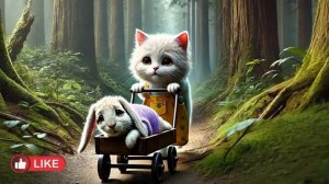 Kitten Saves Rabbit After Accident