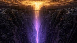 Canyon of Upward Plasma 🌋 2-Hour Atmospheric Ambience ｜ Vein Cables ｜ Golden-Violet Storm ｜ Sci-Fi
