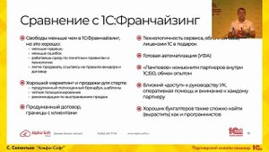 Совмещение 1С:Франчайзинг и 1С:БО: отличия, синергия, как управлять - С. Силантьев, Альфа-Софт