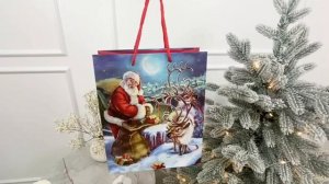 Подарочный пакет БАББО НАТАЛЕ (с мешком и оленем), 33х27 см, (V3-1804)V1-1904-4