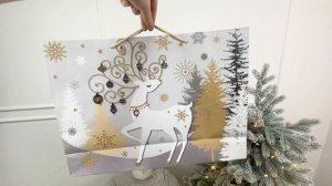 Подарочный пакет ЭЛЕГАНТНОЕ РОЖДЕСТВО (с оленем), 33х46 см, (H2-1810)H3-1910-3