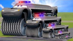 Большая и маленькая Длинная Молния Маккуин Полицейский Двойной Монстр на колесах против поездов | Be