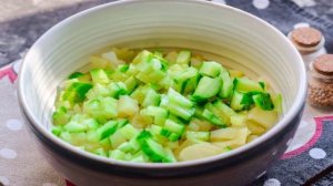 Окрошка с креветками