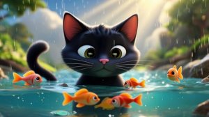 Мультфильм детям. Котик наблюдал за рыбками