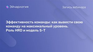 Эффективность команды: как вывести свою команду на максимальный уровень. Роль HRD и модель 5-T