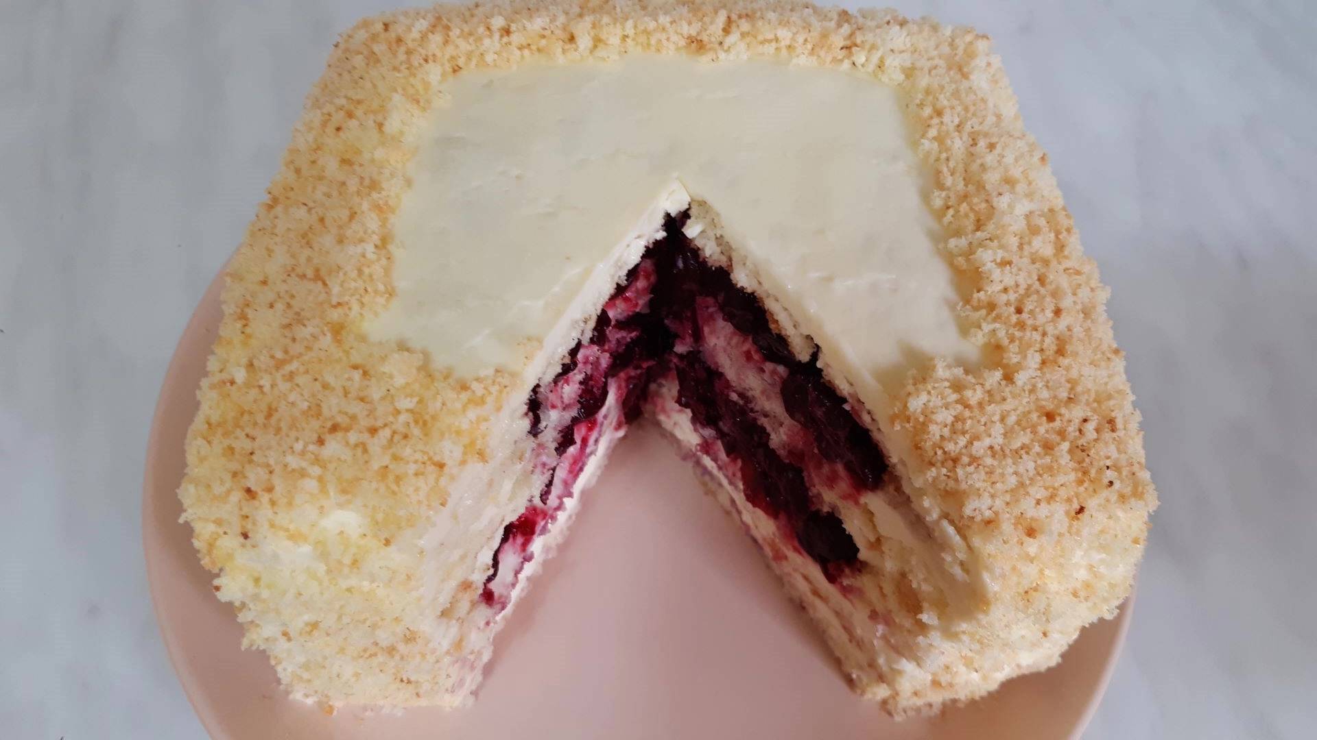 Торт БЕЛЫЙ БАРХАТ! ФАНТАСТИЧЕСКИ ВКУСНАЯ СОЧНАЯ ВИШНЕВАЯ НАЧИНКА с КРЕМОМ ПЛОМБИР!