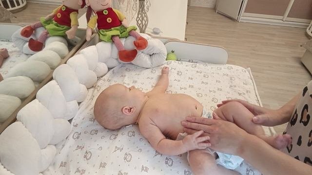 ПОГЛАЖИВАНИЕ ЖИВОТИКА от 0 до 3 месяцев массаж для грудничков с потешками,массаж от коликов