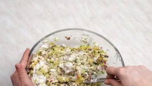 Окрошка на сметане с мясом