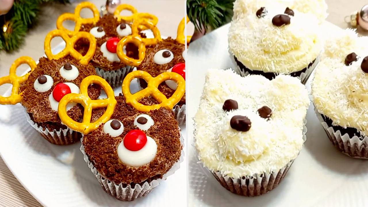 ❄🧁Вкусные и Красивые Праздничные Кексы для Детей! 2 Невероятно Легких Рецепта! смотреть онлайн