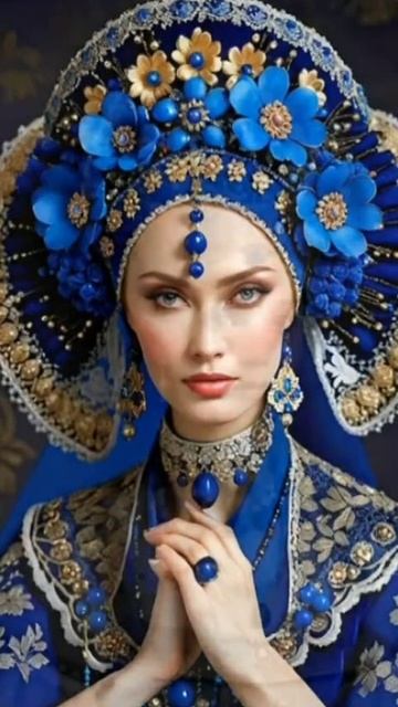 Как выглядел русский кокошник. Под акмпонимент песни: В лунному сияние... смотреть онлайн