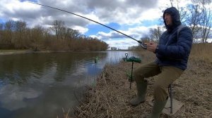 Дальний заброс! Матчевым удилищем, с инерционной катушкой!