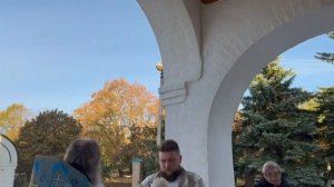 Освящение иконы Покров над входом в храм.