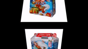 Сладкий новогодний подарок весом 1000 грамм в картонной упаковке