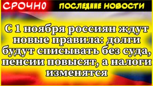 С 1 ноября россиян ждут новые правила: долги будут списывать без суда, пенсии повысят, а налоги...