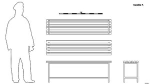 Скамейка P. Чертёж. Bench P. Drawings.