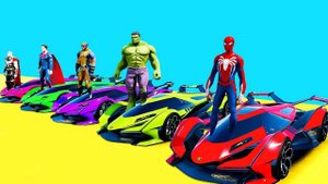 Гонки на Супер Машинах для Детей с Супергероями, Человек-паук, Дэдпул, Халк. Мультики про Машинки.