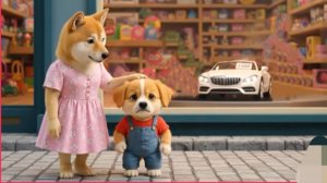 Мультики для детей. Папа собачки сделал игрушку машинку, мультфильм детям