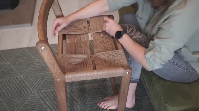 Датское плетение из бумажной веревки _ Плетеная Сидушка на мебели