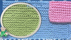 Узор Платочная вязка лицевыми бабушкиными и лицевыми классическими петлями 0001, 0002. Схема, видео.