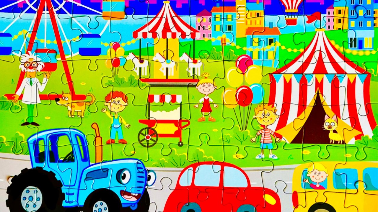 Собираем пазл Синий трактор. Видео для детей ❤️