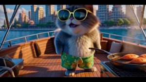 Мася продолжает свой отпуск на яхте