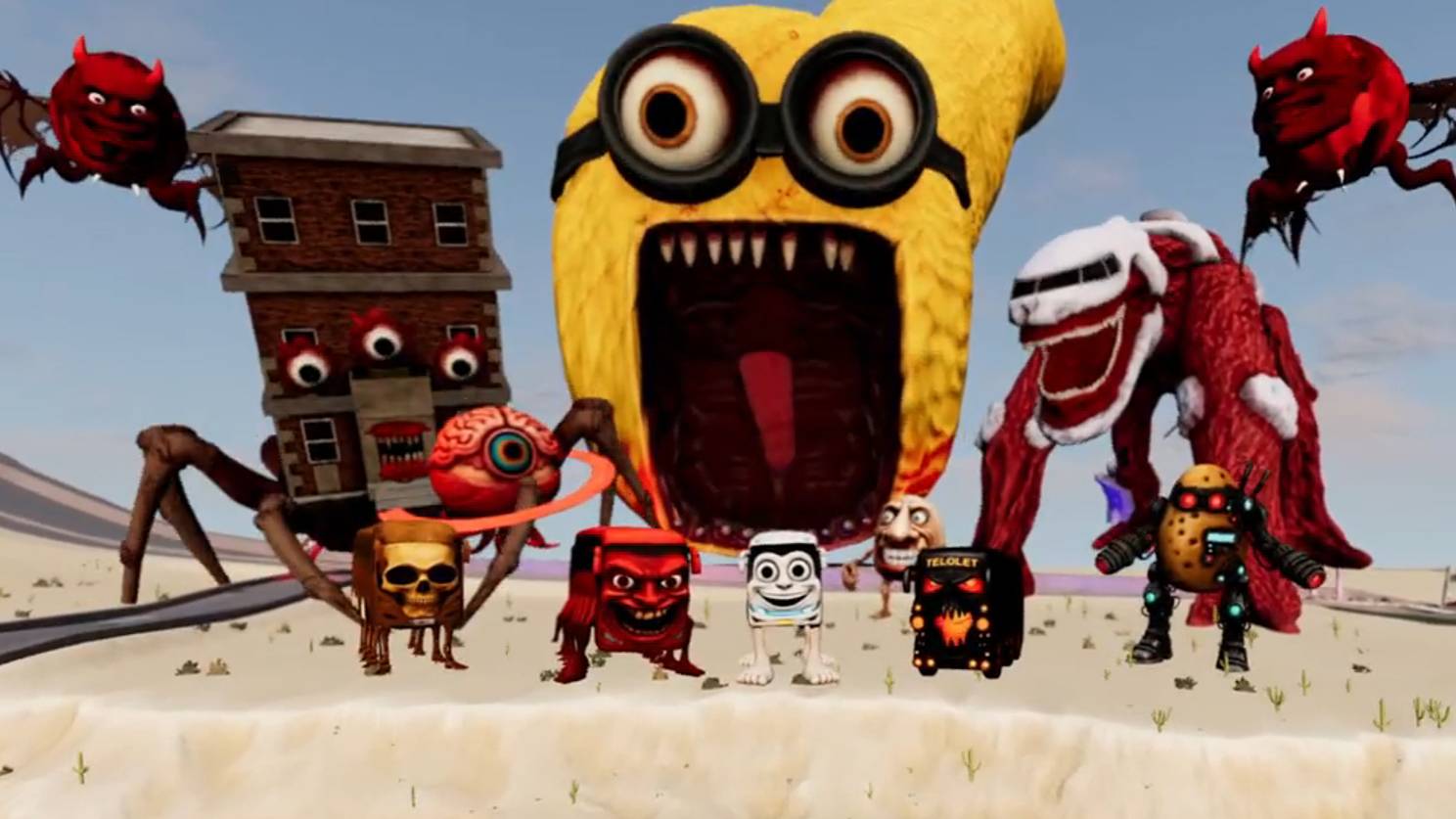 Большие и маленькие ПОЖИРАТЕЛИ МИНЬОНОВ, сражаются ТЕТ-А-ТЕТ с ПОЖИРАТЕЛЯМИ.  BeamNG.Drive