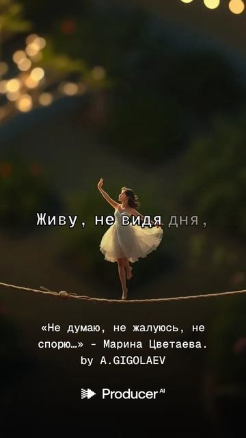 «Не думаю, не жалуюсь, не спорю…» - Марина Цветаева.