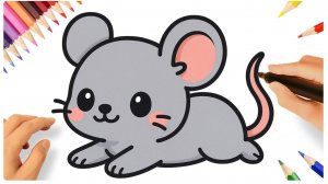 КАК ЛЕГКО НАРИСОВАТЬ СЕРУЮ МЫШКУ В СТИЛЕ КАВАЙИ 🐭💟